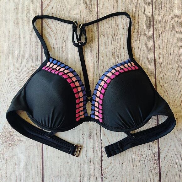 California Waves crochet trimmed push-up bikini top - Picture 8 of 13